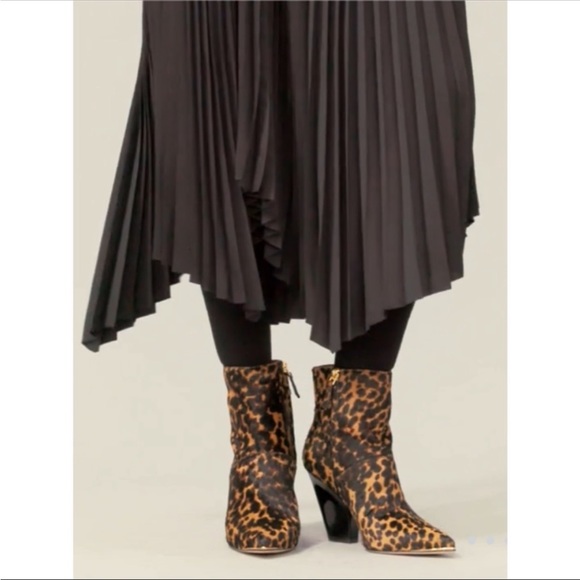 Tori Burch Lila Calf Hair Zip up Ankle Leopard Print Bootie - Picture 4 of 9
